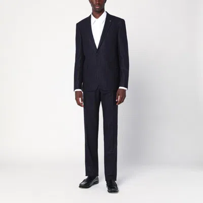 Tagliatore Blue Pinstriped Single-breasted Wool Suit