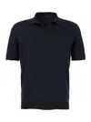 Tagliatore Blue Polo Shirt With Buttonless Collar And Ribbed Trims