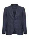 Tagliatore Blue Prince Of Wales Montecarlo Single-breasted Blazer In Blue
