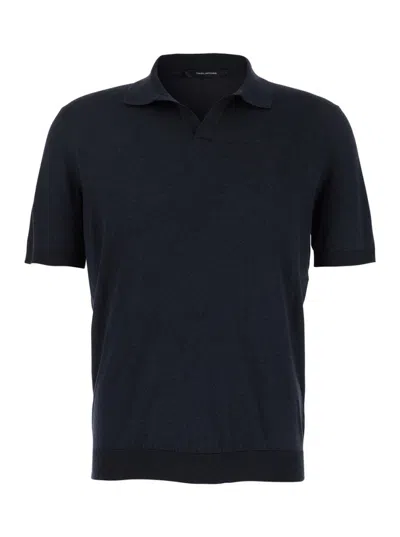Tagliatore Melange Blue Polo Shirt