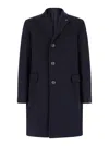 Tagliatore Blue Single-breasted Coat With Logo Pin In Blue