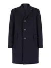 Tagliatore Blue Single-breasted Coat With Logo Pin In Blu