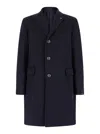 Tagliatore Blue Single-breasted Coat With Logo Pin In Multicolor
