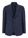 Tagliatore Blue Single-breasted Jacket With Peak Lapel In Wool And Cotton Blend Man In Blue