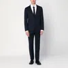Tagliatore Single-breasted Blue Wool And Cashmere Suit In Black