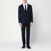 Tagliatore Single-breasted Blue Wool And Cashmere Suit In Black