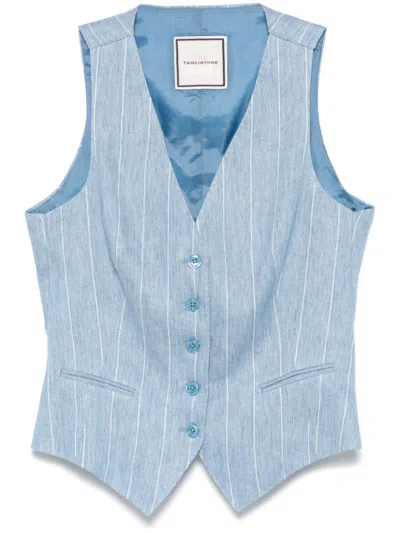TAGLIATORE BLUE STRIPED VEST
