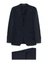 Tagliatore Blue Suit In Linen And Virgin Wool With Single-breasted Jacket And Trousers In Black