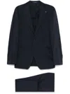 Tagliatore Blue Suit In Linen And Virgin Wool With Single-breasted Jacket And Trousers In Blue