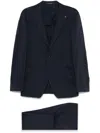 Tagliatore Blue Suit In Linen And Virgin Wool With Single-breasted Jacket And Trousers In Blue