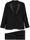 Tagliatore Blue Tailored Suit With Satin Lapel And Shoulders In Blue