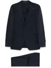 Tagliatore Blue Suit In Linen And Virgin Wool With Single-breasted Jacket And Trousers In Blue