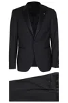 Tagliatore Virgin Wool Suit With Vest With Five Buttons In Blue