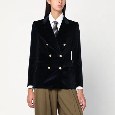 Tagliatore Blue Velvet Double-breasted Jacket In Black
