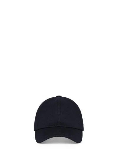 Tagliatore Blue Virgin Wool Denver Baseball Cap In Black