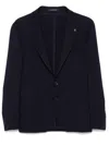 Tagliatore Single-breasted Wool Jacket With Lapel Collar In Blue