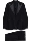 Tagliatore Blue Tailored Suit With Satin Lapel And Shoulders In Blue