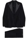 Tagliatore Blue Tailored Suit With Satin Lapel And Shoulders