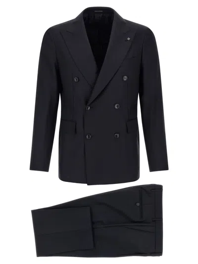 Tagliatore Single-breasted Suit In Virgin Wool In Black