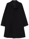 Tagliatore Blue Wool Blend Coat In Black