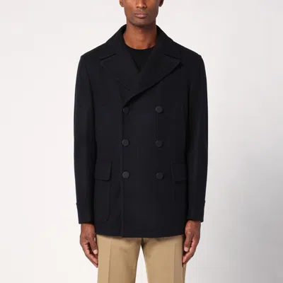 Tagliatore Blue Wool Blend Short Double-breasted Coat