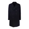 Tagliatore Blue Wool Double-breasted Coat In Black