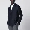 Tagliatore Doublebreasted Blue Linen Jacket In Blue