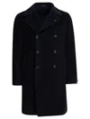 Tagliatore Blue Wool Jacket In Black
