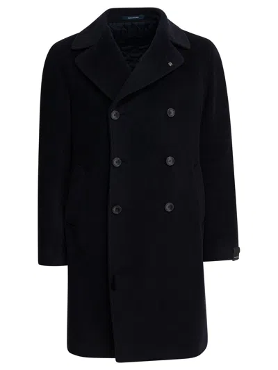 Tagliatore Blue Wool Jacket In Black