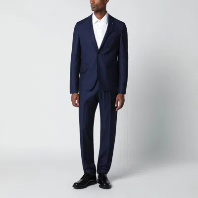Tagliatore Wool Single Breasted Suit Notch Lapel In Blue