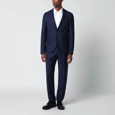 Tagliatore Wool Single Breasted Suit Notch Lapel In Blue