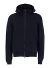 Tagliatore Blue Zip-up Cardigan With Detachable Hood In Cable Knit Wool Man In Blue