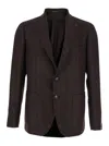 Tagliatore Bordeaux Single-breasted Jacket With Notched Revers In Wool Man In Brown