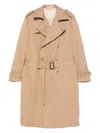 Tagliatore Double-breasted Belted Trench Coat In Neutral