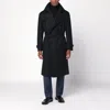 Tagliatore Belted Coat With Epaulettes And Storm Flap In Black