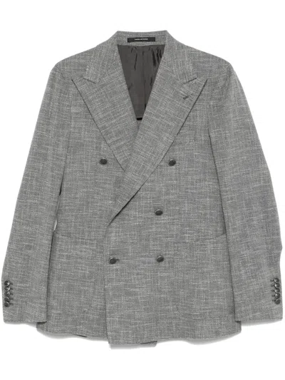 Tagliatore Bouclé-construction Blazer In Grey