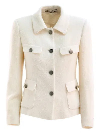 Tagliatore Bouclé Jacket In Neutral