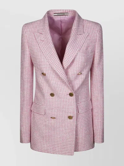 Tagliatore Bouclé Lapel Jacket Back Vent In Purple