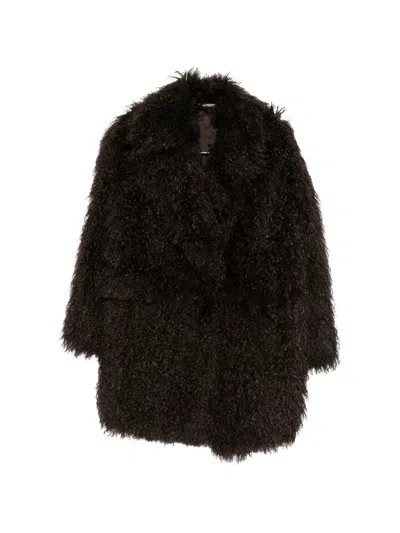 Tagliatore Bouclé-texture Double-breasted Coat In Brown