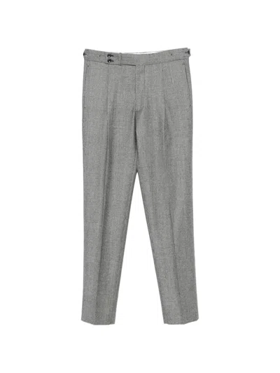 Tagliatore Brandon Houndstooth Pleated Trousers In Black