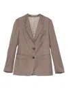 Tagliatore Brown Wool-silk Blend Tailored Jacket In Brown