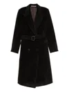 Tagliatore Long Double-breasted Wool Coat Belted Waist In Black
