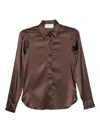 Tagliatore Silk-elastane Blend Brown Shirt In Brown