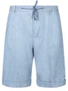 Tagliatore Breathable Linen-cotton Blend Brown Shorts In Blue