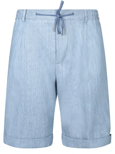 Tagliatore Breathable Linen-cotton Blend Brown Shorts