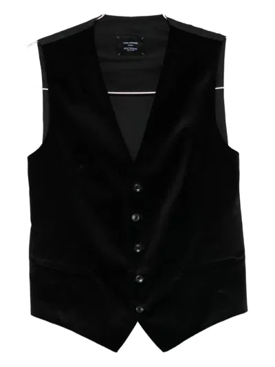 Tagliatore Brian Button Waistcoat In Black