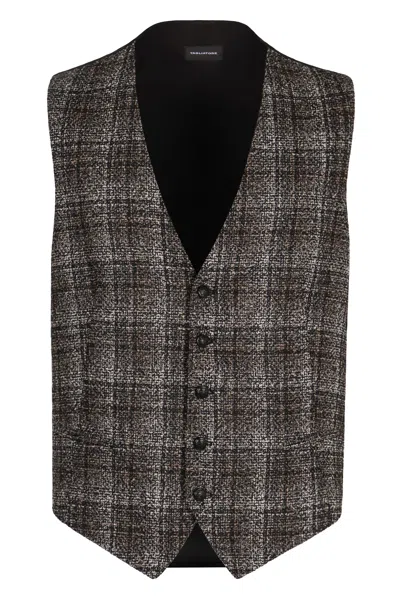 Tagliatore Brian Single-breasted Vest In Brown