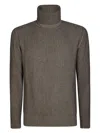 Tagliatore Ribbed Turtleneck Knit Sweater In Brown