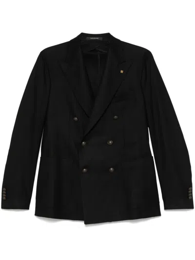 Tagliatore Blue Double-breasted Wool Jacket In Black