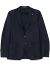 Tagliatore Brooch-detail Blazer In Blue